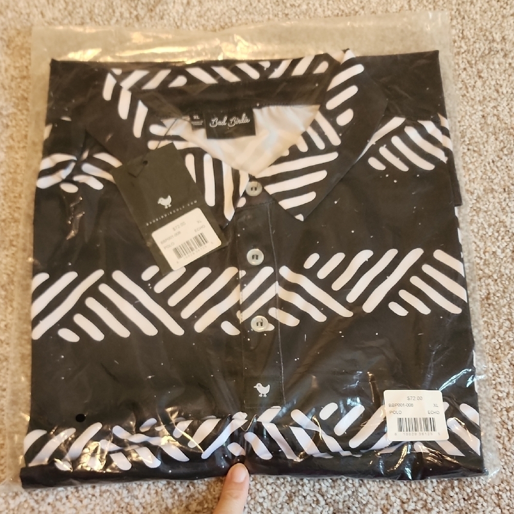 Bad Burdie Echo Size XL Polo Black‎ And White